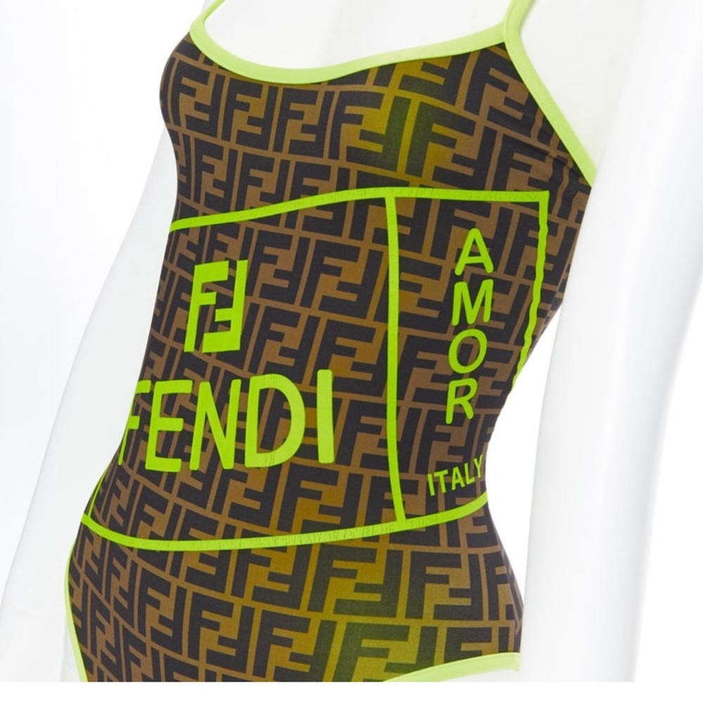 Fendi women’s Neon Green and Brown Bodysuit - Picture 2 of 3